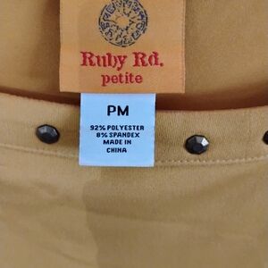 Ruby Rd. Petite Mustard Shirt with Copper Stud Details